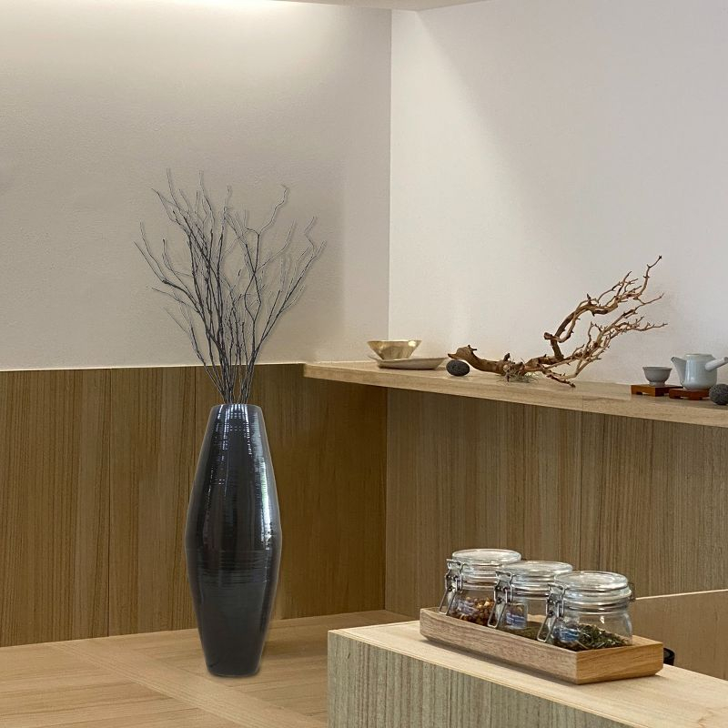 Uniquewise Tall Bamboo Floor Vase Cylinder, for Dining, Living Room, Entryway Decoration, 37 Inch Black