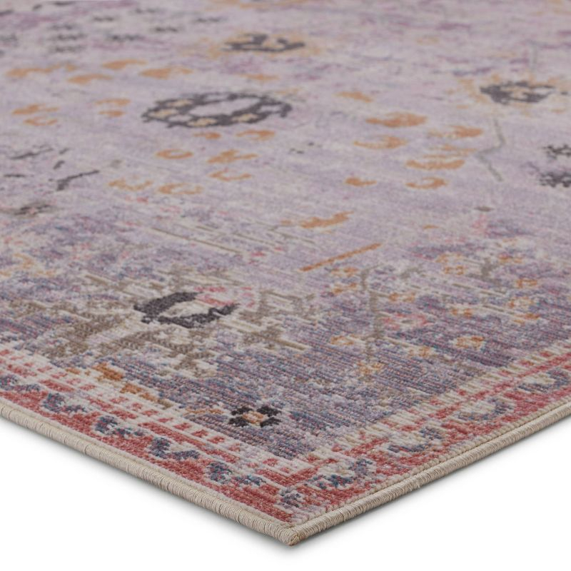 2'6"x4' Elva Indoor/Outdoor Oriental Area Rug Purple/Gold - Jaipur Living: Mid-Century Modern Floral, Weather-Resistant