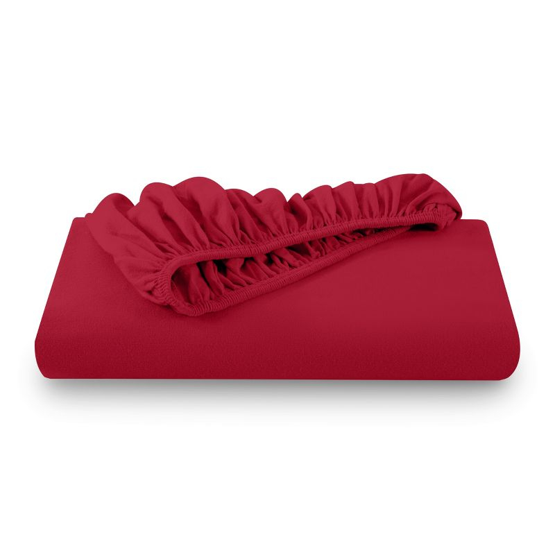 Twin Size Red Cotton Flannel Fitted Sheet by Bare Home