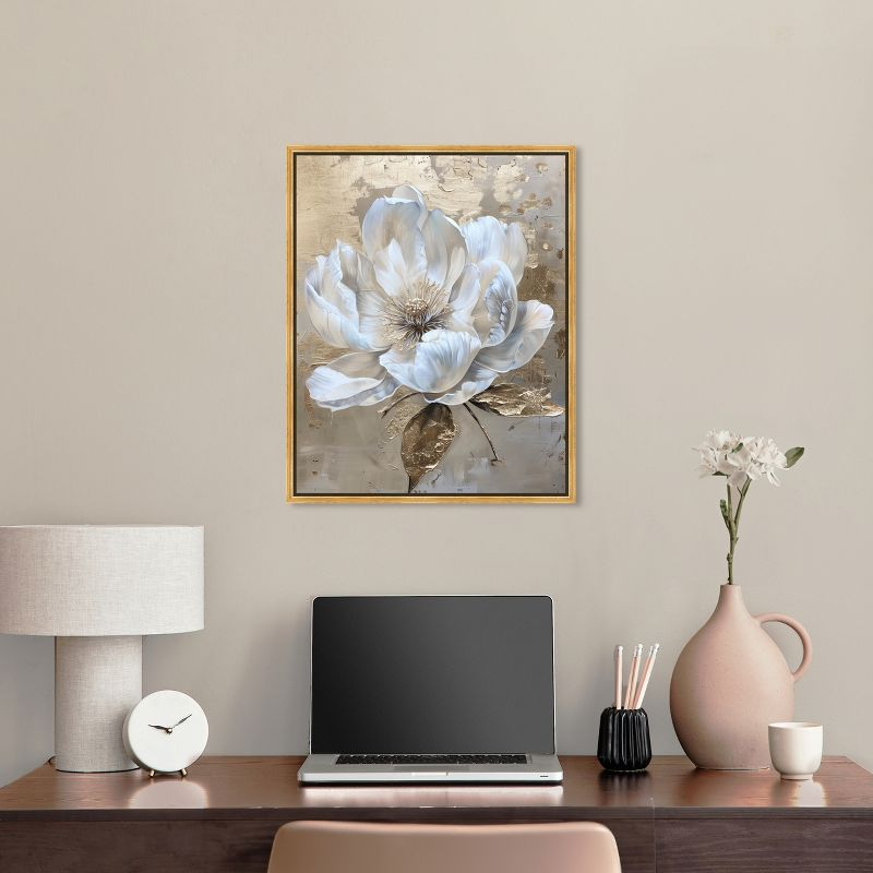 Art Remedy Athenas Flower Floral Fine Wall Art, 20" x 24", Gold Frame