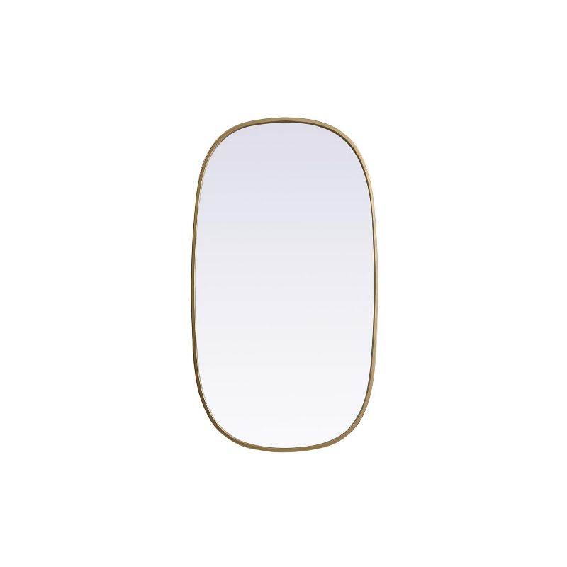 Elegant Lighting Metal Frame Oval Mirror 20x36 Inch in Brass