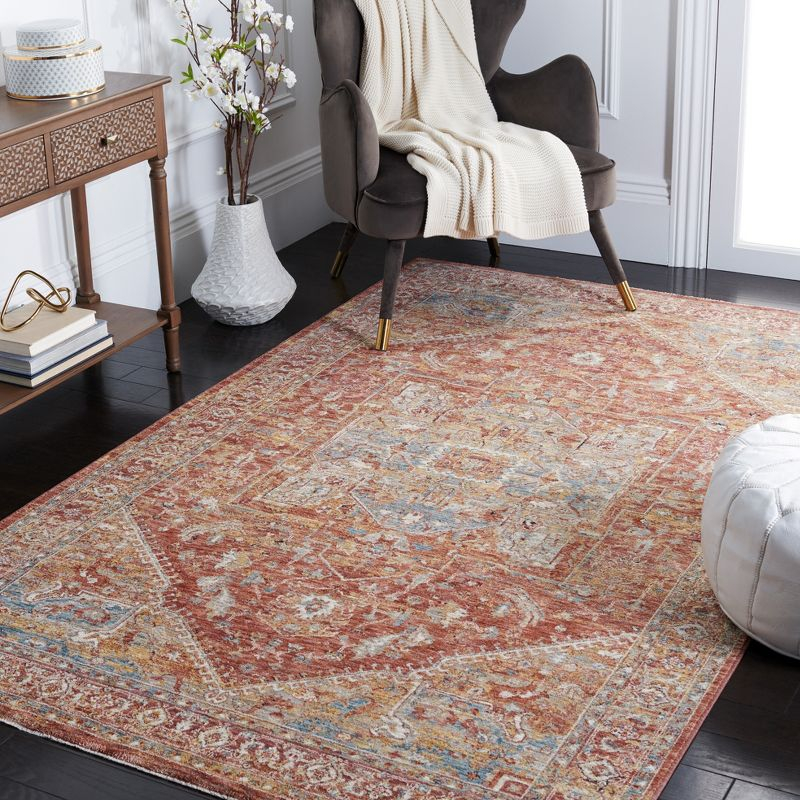 Valencia VAL568 Power Loomed Area Rug - Rust/Aqua - 4'x6'2" - Safavieh.