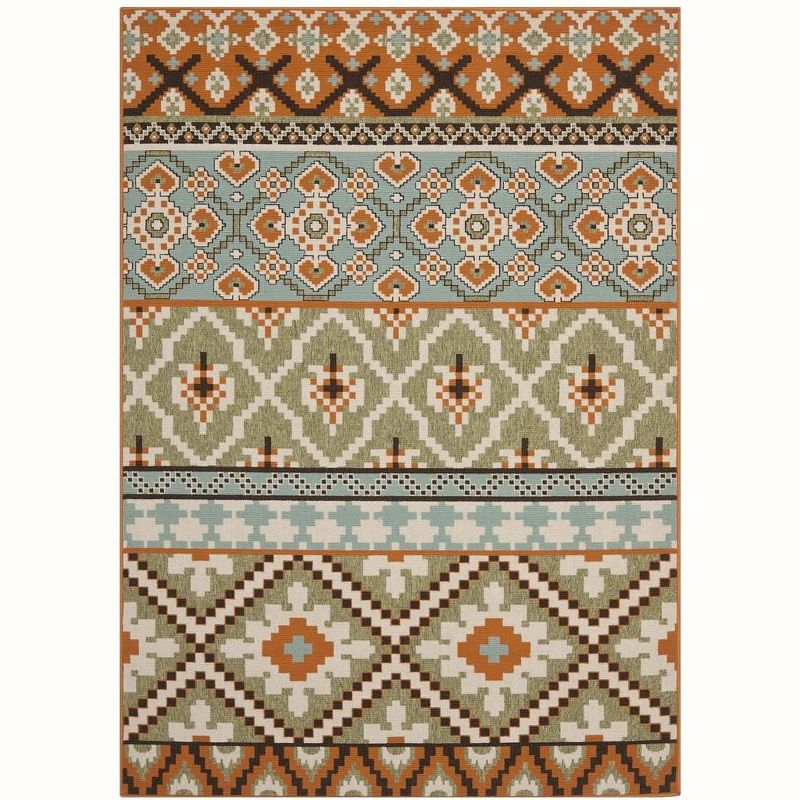 Veranda VER097 Power Loomed Indoor and Outdoor Area Rug - Green/Terracotta - 5'3"x7'7" - Safavieh.