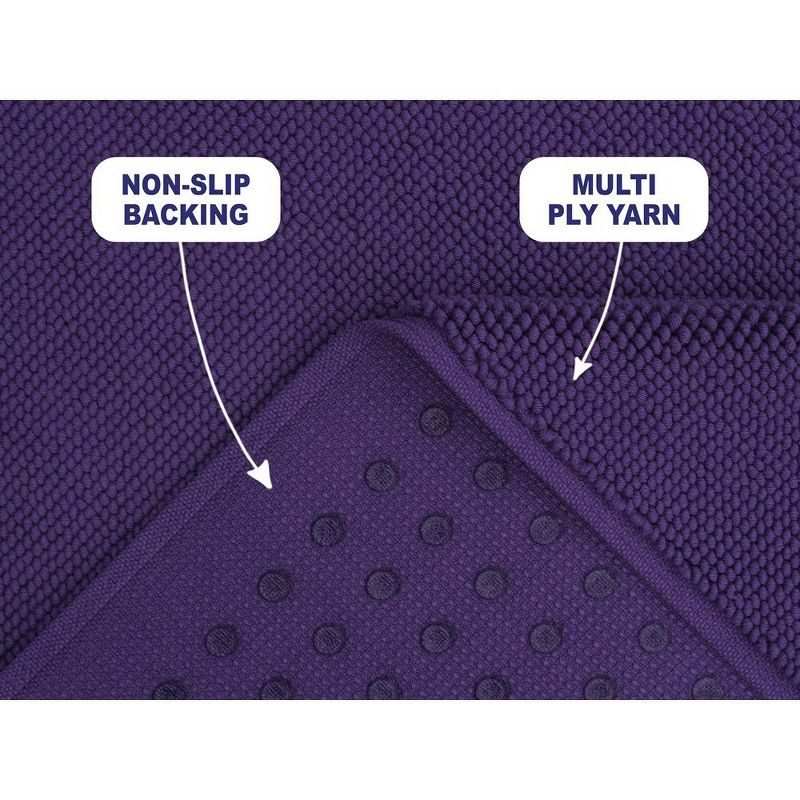 American Soft Linen 100% Cotton Bath Mat Rugs, 20x34 inches Slip Resistant Bottom Base Bath Mats for Bathroom, Purple