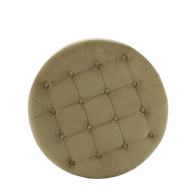 Tufted Round Storage Ottoman Light Sage Green Velvet - HomePop
