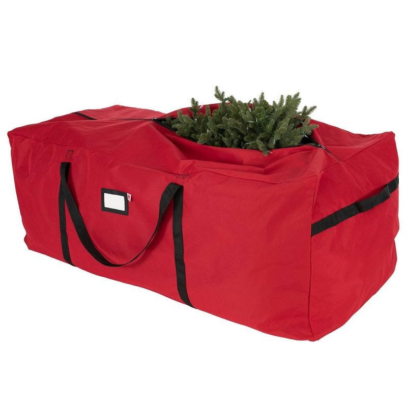 Santa's Bag 6'-9' Extra Large Tree Storage Bag: TreeKeeper, Polyester, Built-In Handles, Christmas Tree Storage, Red