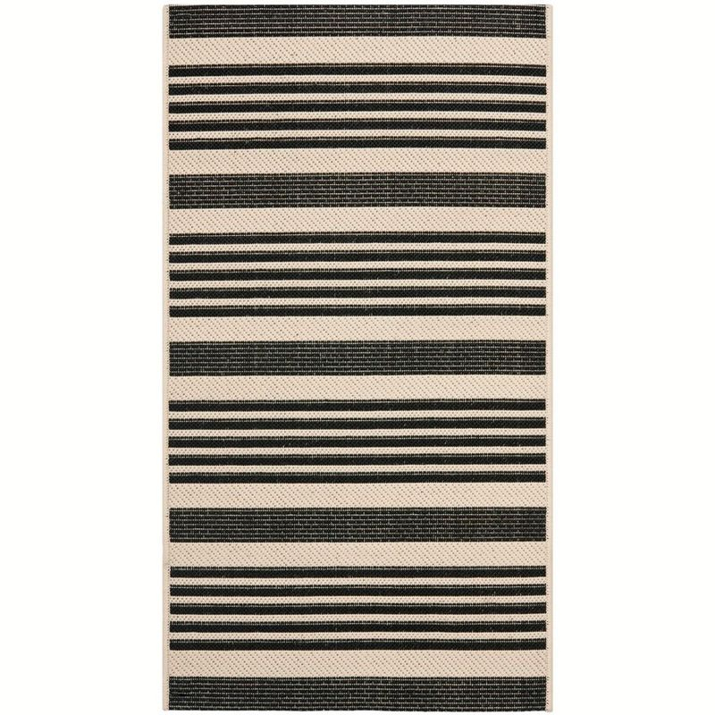 Courtyard CY6062 Power Loomed Indoor/Outdoor Accent Rug - Black/Bone - 2'x3'7" - Safavieh.