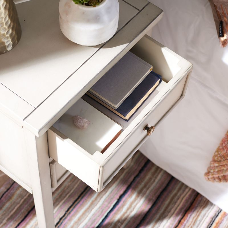 Toby Accent Table With Storage Drawers - AMH6625D - White Birch - Safavieh Couture