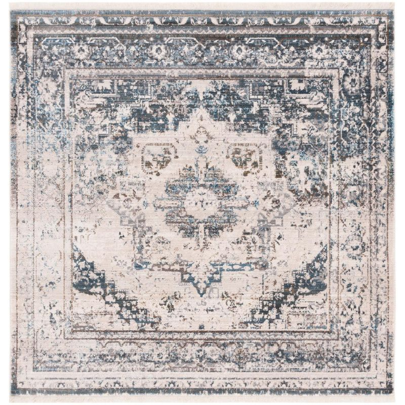 Vintage Persian VTP438 Power Loomed Indoor Area Rug - Ivory/Blue - 5'x5' - Safavieh