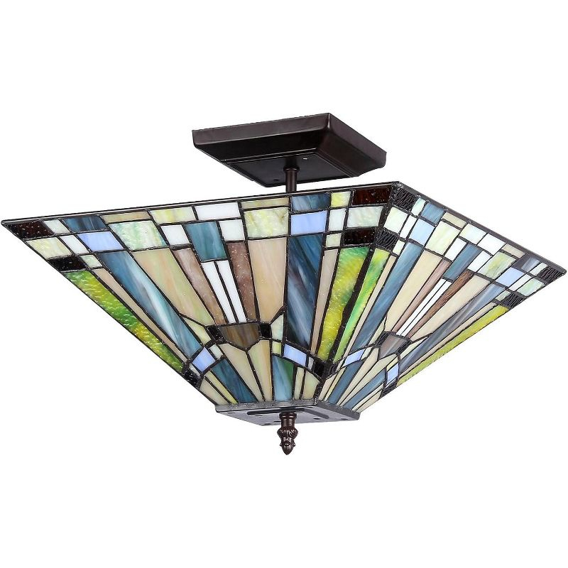 Chloe Lighting Kinsey 2 Light Mission Semi-Flush Ceiling Fixture 14" Shade