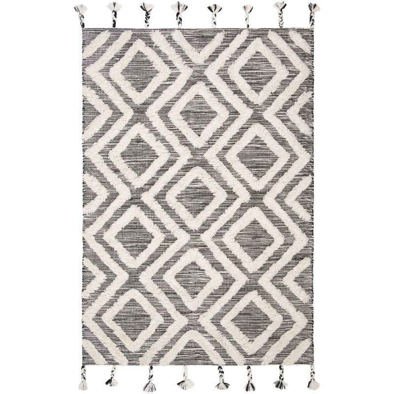 Kenya KNY331 Hand Tufted Area Rug - Black/Ivory - 5'x8' - Safavieh.