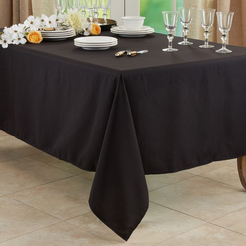 Saro Lifestyle Solid Color Everyday Tablecloth, Black, 65" x 104"