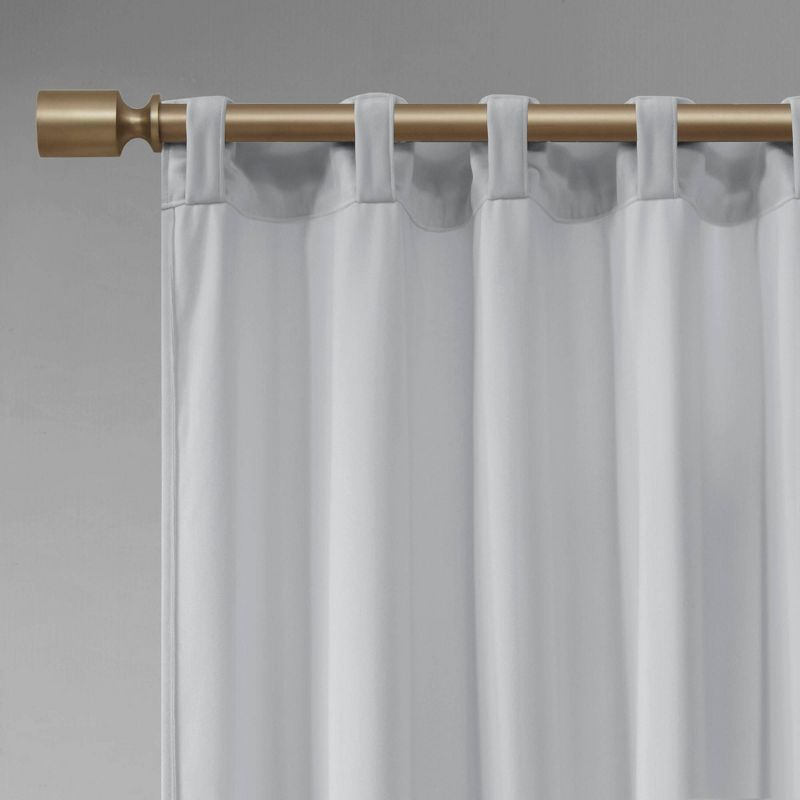 Set of 2 (95"x37") Bryce Poly Velvet Room Darkening Curtain Panels Light Gray: Modern Living Room Velvet Curtains