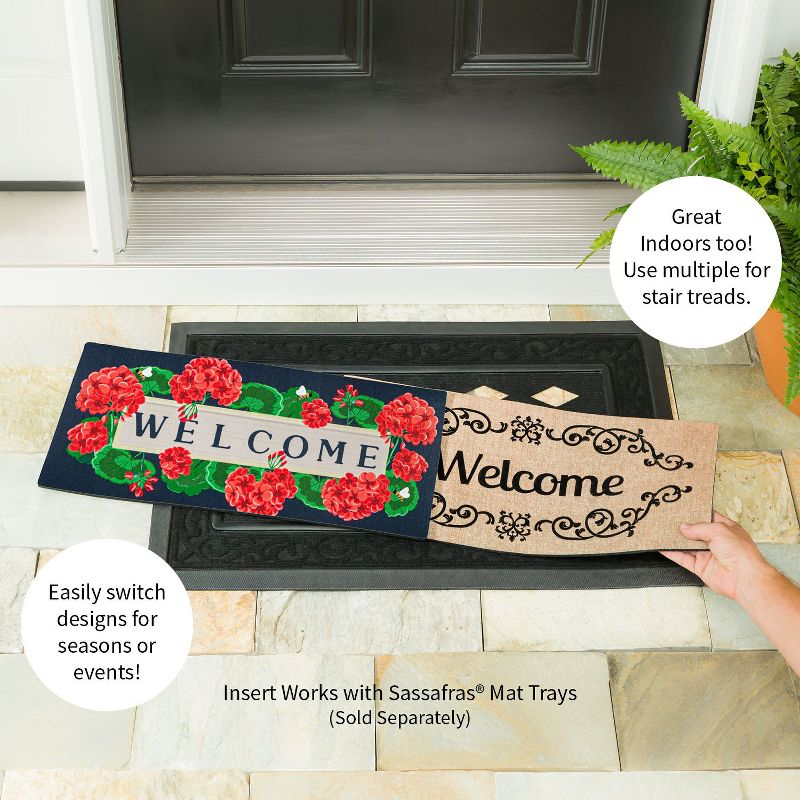Evergreen Geraniums Welcome Textured Sassafras Indoor Outdoor Switch Doormat 1'10"x10" Multicolored