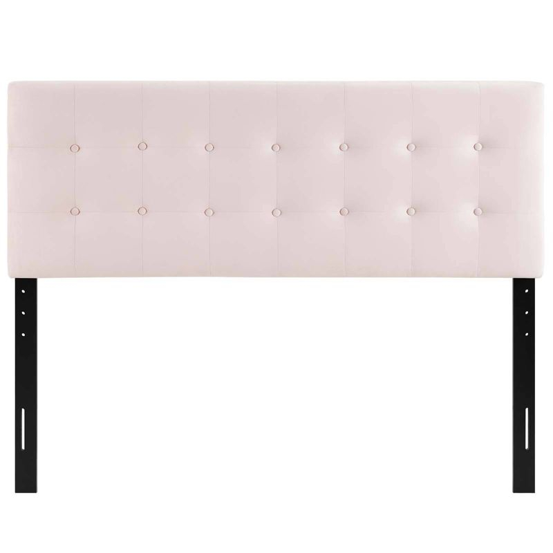 Queen Emily Biscuit Tufted Performance Velvet Headboard Pink - Modway: Adjustable Height, Plywood & Fiberboard Frame, Velvet Upholstery
