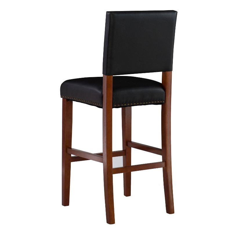 29" Brook Padded Back and Seat Faux Leather Barstool Hardwood/Black - Linon