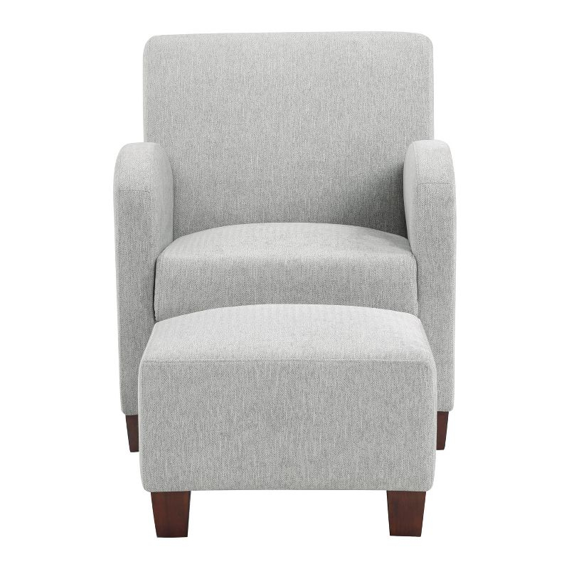 Aiden Chair and Ottoman Herringbone Smoke - OSP Home Furnishings: Upholstered Polyester Seating Set, No Tools Assembly