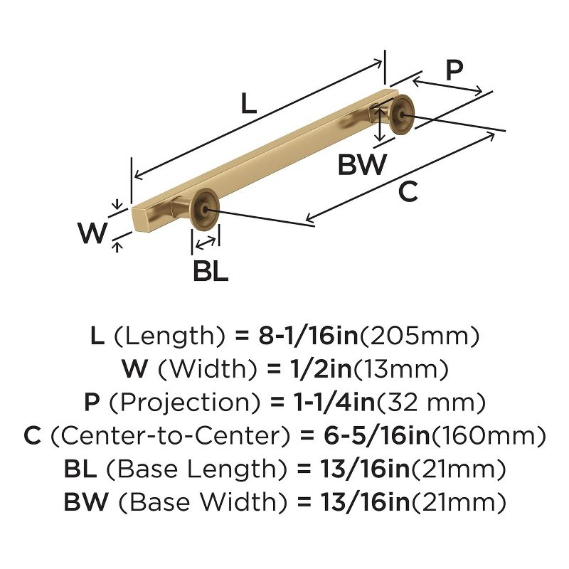 Amerock Everett 6-5/16 inch (160mm) Center-to-Center Champagne Bronze Cabinet Pull