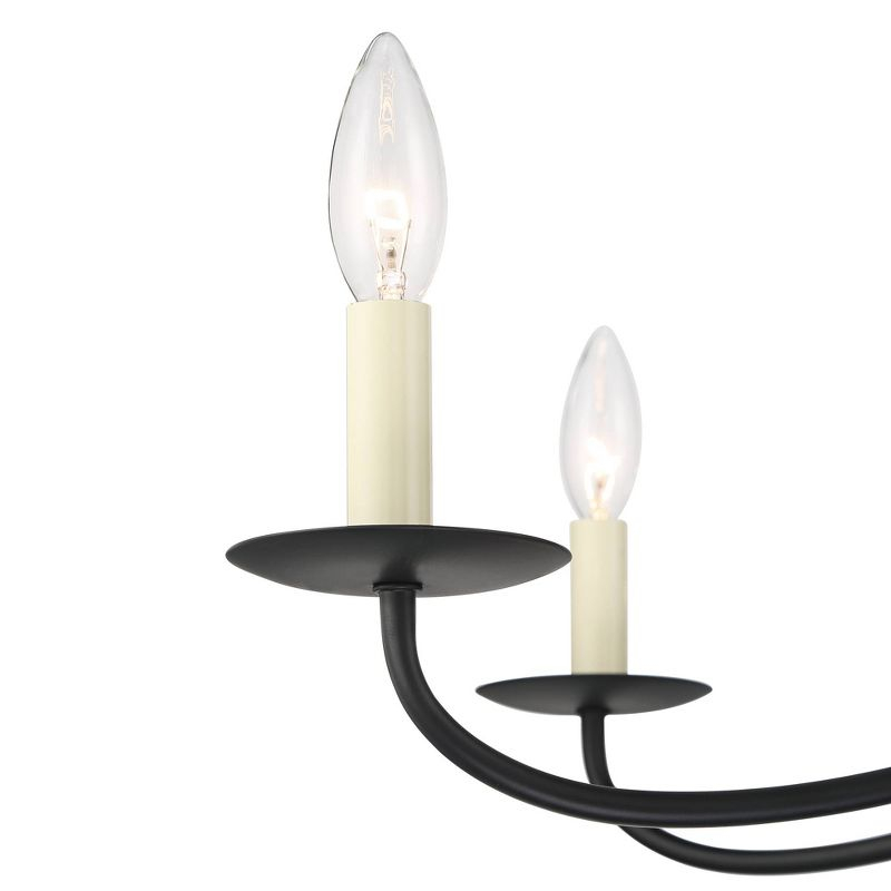 Franklin Iron Works Black Chandelier 42" Wide Farmhouse Rustic Bent Arms 8-Light Fixture for Dining Room Living House Foyer Kitchen Island Entryway