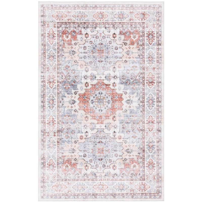 Arizona ARZ512 Power Loomed Machine Washable Area Rug - Rust/Light Blue - 5'x8' - Safavieh.