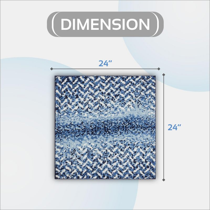 Better Trends Casablanca 100% Micro Polyester Knitted Chevron Pattern 24" Square Bath Rug - Blue