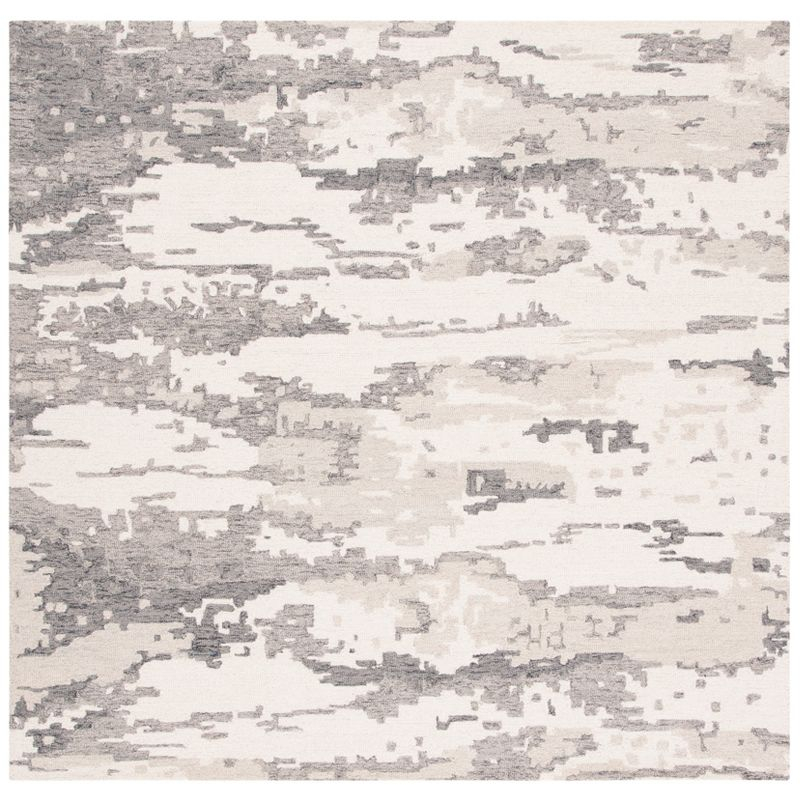 Abstract ABT465 Handmade Indoor Area Rug - Charcoal/Ivory - 4'x4' - Safavieh