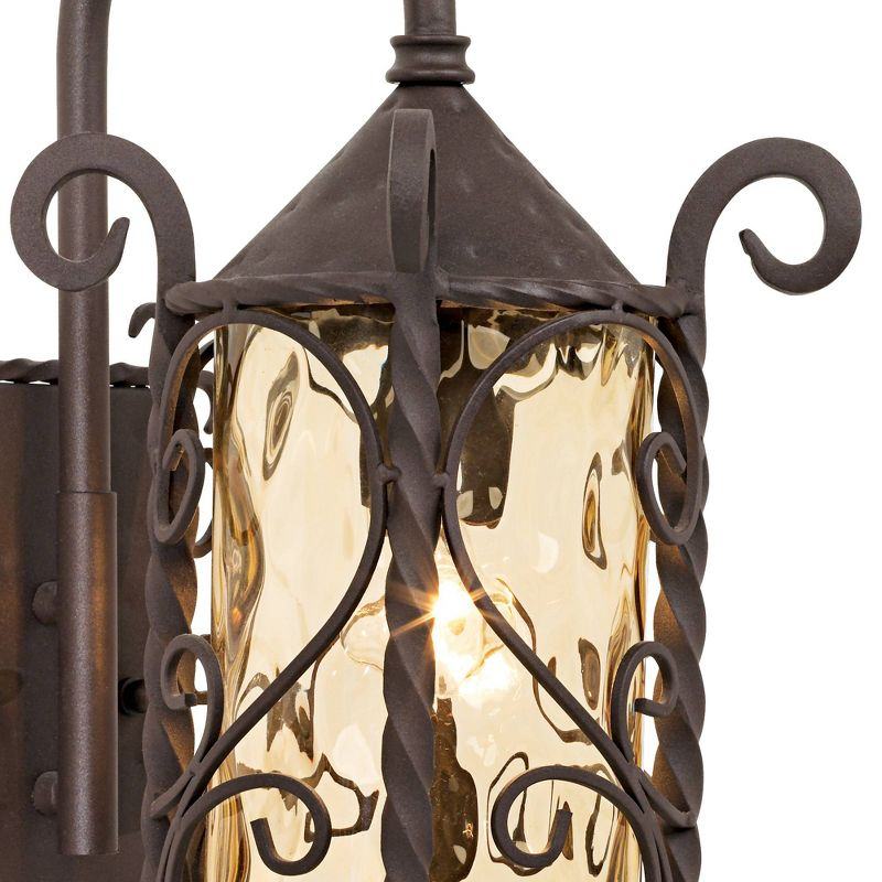 John Timberland Casa Seville Rustic Wall Light Sconce Dark Walnut Hardwire 7 3/4" Fixture Hammered Champagne Glass for Bedroom Bathroom Vanity Reading