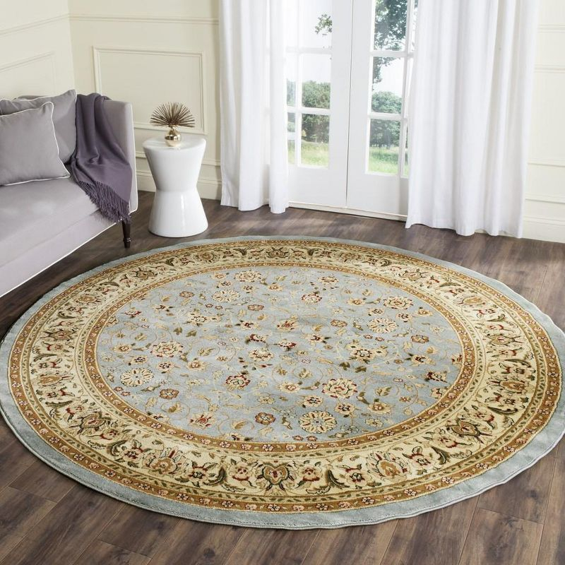 Lyndhurst LNH312 Power Loomed Area Rug - Light Blue/Ivory - 7' Round - Safavieh.