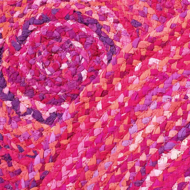 Braided BRD452 Hand Woven Indoor Accent Rug - Pink/Fuchsia - 3' Round - Safavieh