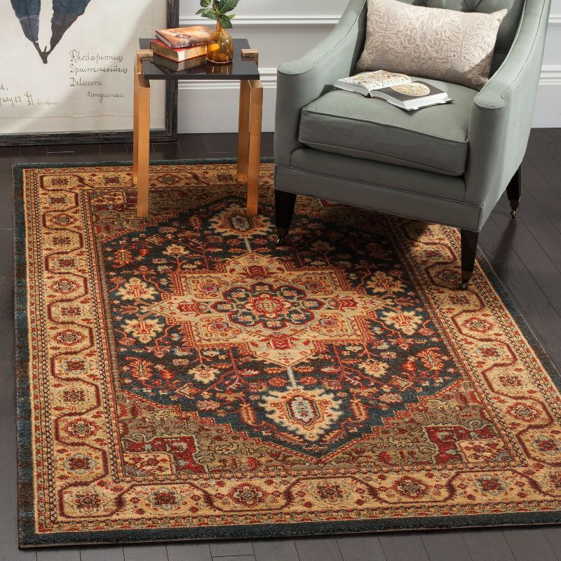 Mahal MAH656 Power Loomed Area Rug - Navy/Natural - 5'1"x7'7" - Safavieh.