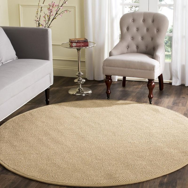 Natural Fiber NF141 Power Loomed Indoor Area Rug - Maize/Linen - 4' Round - Safavieh.