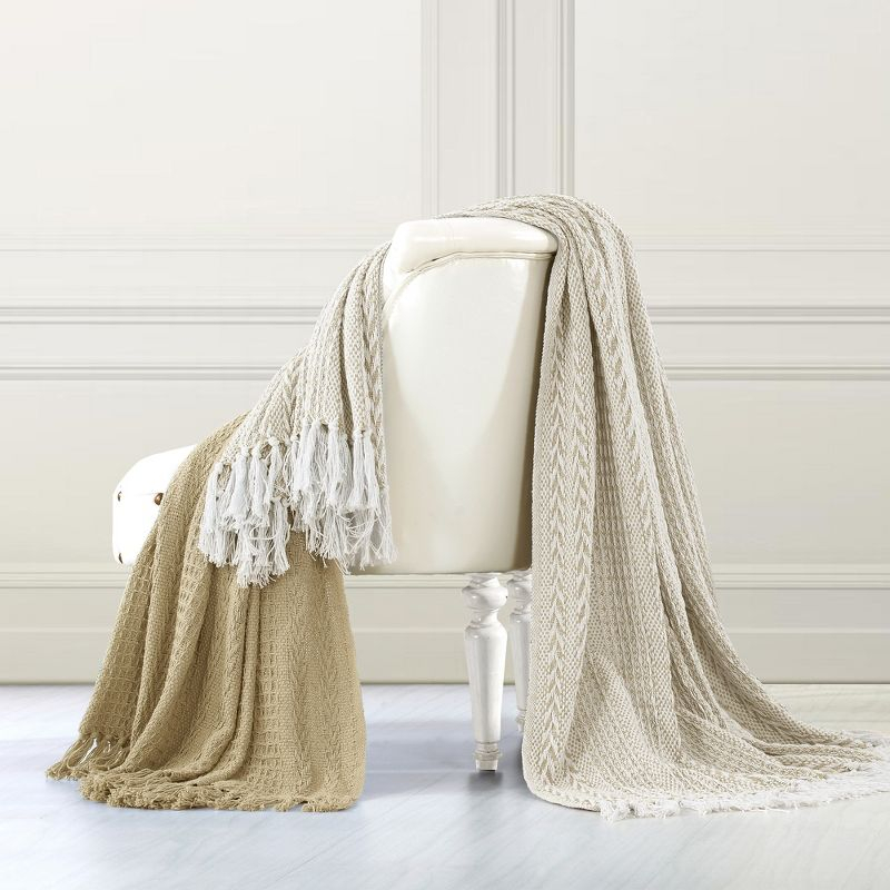 Modern Threads 2 Pack 100% Cotton Throw, 50 x 60, Batik, Beige