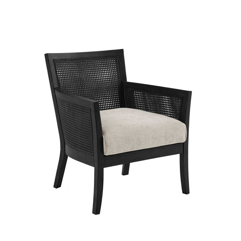Madison Park Paulie Accent Chair Black: Upholstered, Wood Legs, Removable Cushions, Foam Fill