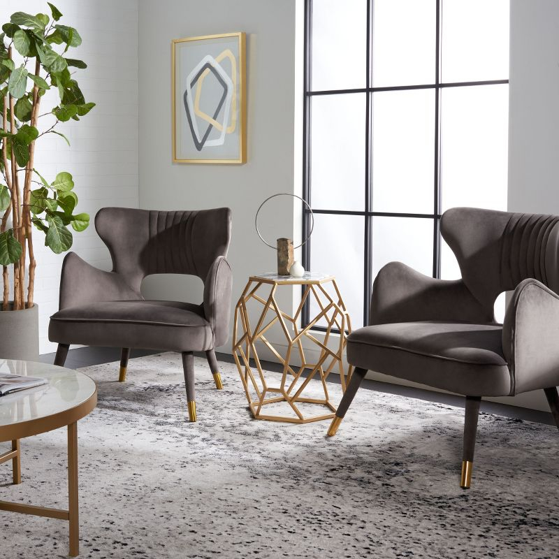 Blair Wingback Accent Chair - ACH4504 - Shale/Gold - Safavieh