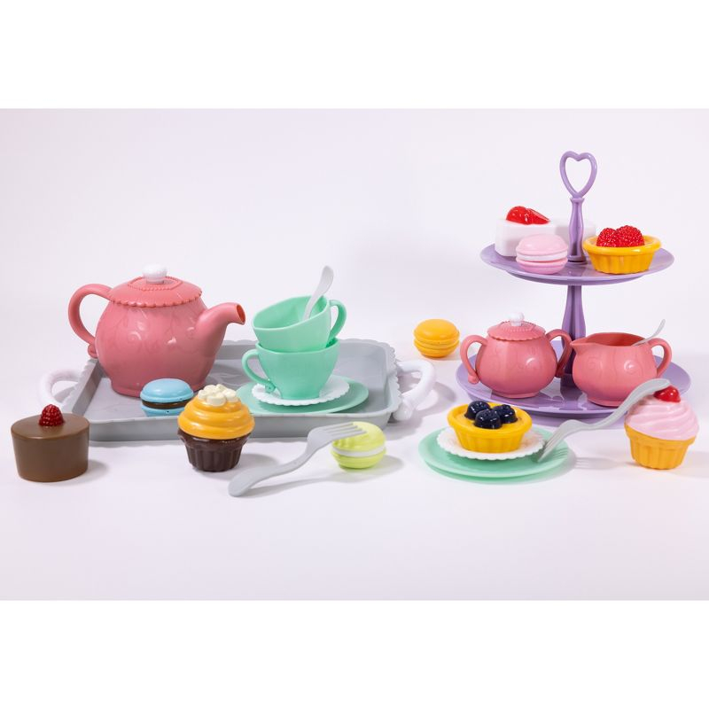 NurtureNature Afternoon Tea Set 25pc - Pink Pot, Desserts, Pretend Play, Ages 3+