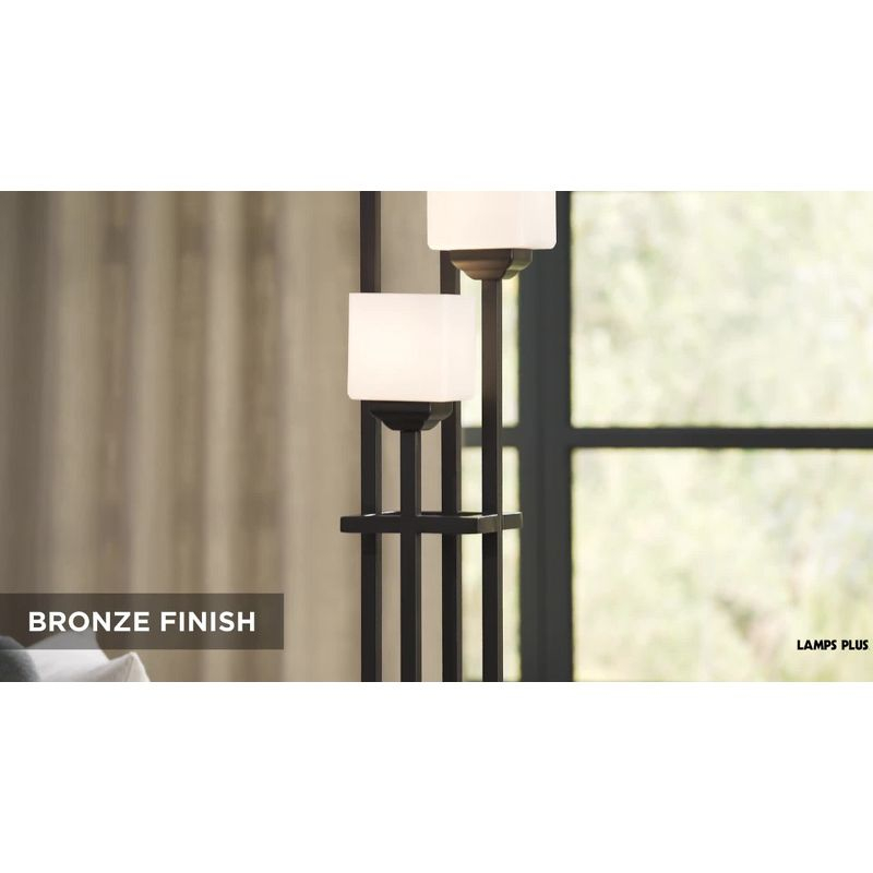 Franklin Iron Works Light Tree Rustic Torchiere Floor Lamp 72 1/2" Tall Bronze Iron 4-Light White Glass Shade Living Room Bedroom Office House Home