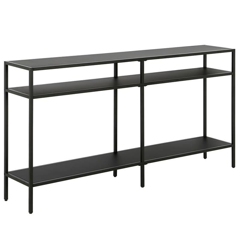 55" Black Bronze Console Table with Metal Shelves - Henn&Hart