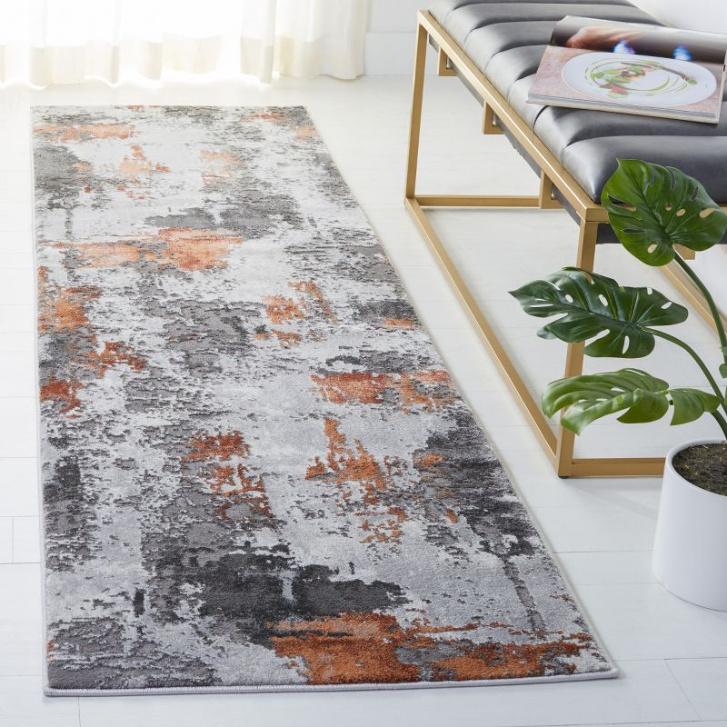 Craft CFT820 Loomed Indoor Runner Rug - Grey/Orange - 2'3"x12' - Safavieh