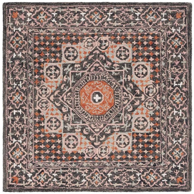 Aspen APN130 Hand Tufted Area Rug  - Black/Rust - 5'x5' - Safavieh.