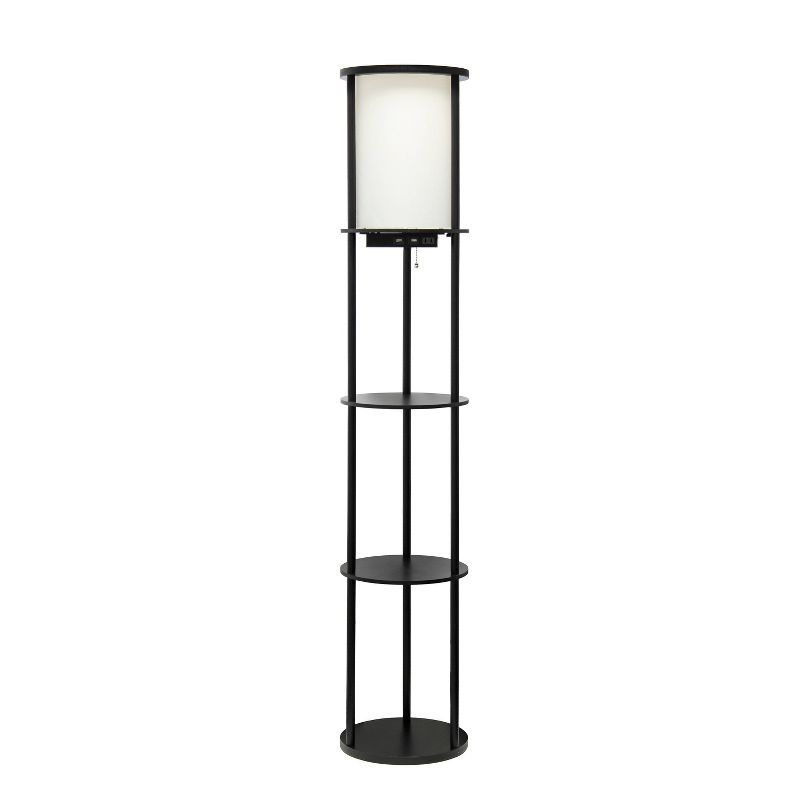 62.5" Round Modern Shelf Etagere Organizer Floor Lamp with Charging Station - Simple Designs