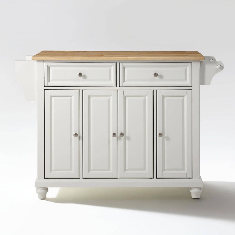 Cambridge Natural Wood Top Kitchen Island White - Crosley: Adjustable Shelves, Towel Bar, Storage Cabinets
