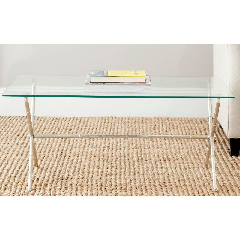 Brogen Coffee Table - Silver/Clear Glass - Safavieh