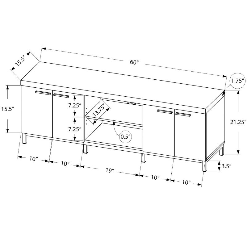 Monarch Specialties TV STAND - 60L / WHITE / GREY