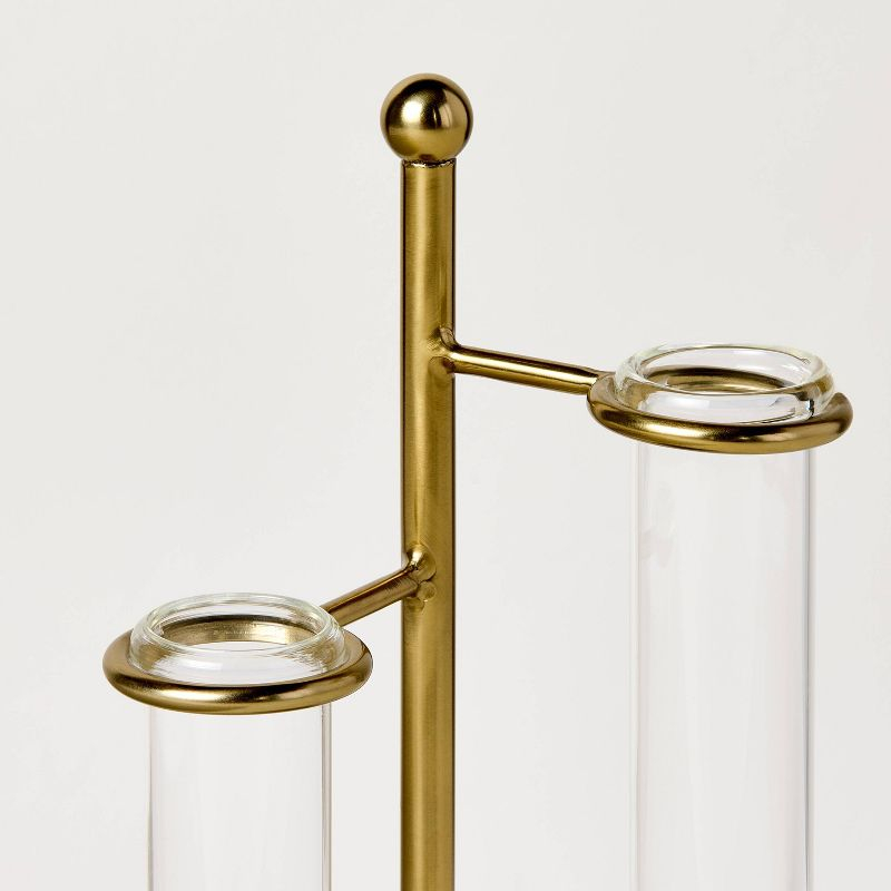 3pc Test Tube Brass Industrial Glass Vase - Hearth & Hand™ with Magnolia