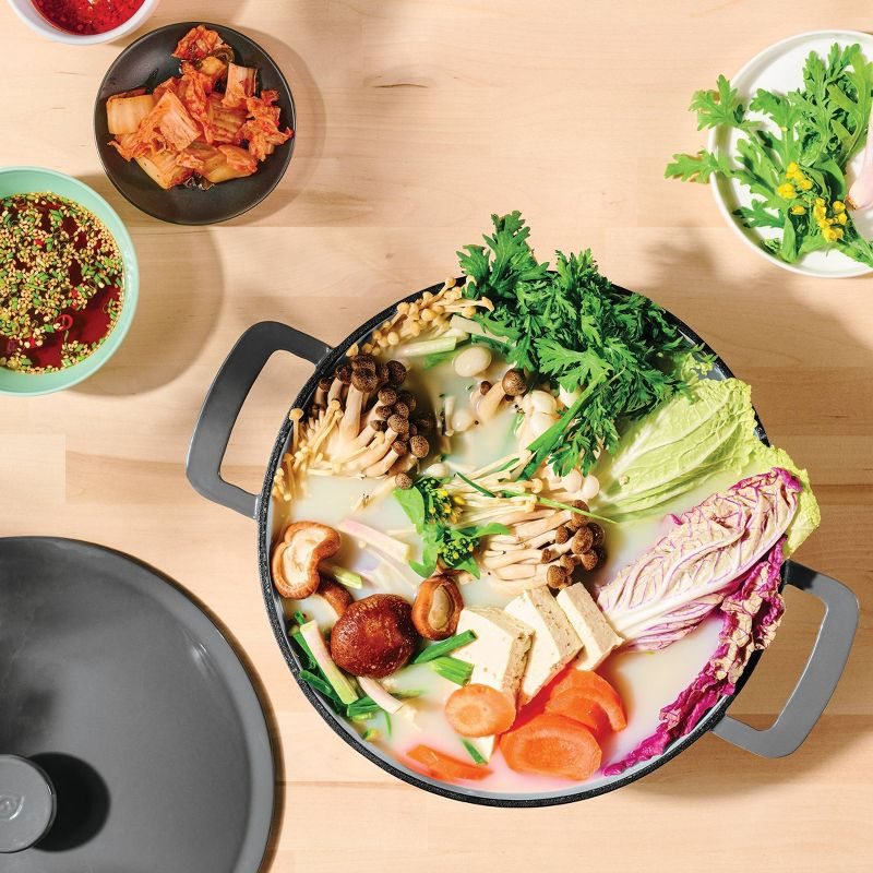 5.5qt Enamel Dutch Oven Stock Pot Gray Eclipse - Figmint™: Cast Iron Lid, Even-Heating, Induction Compatible