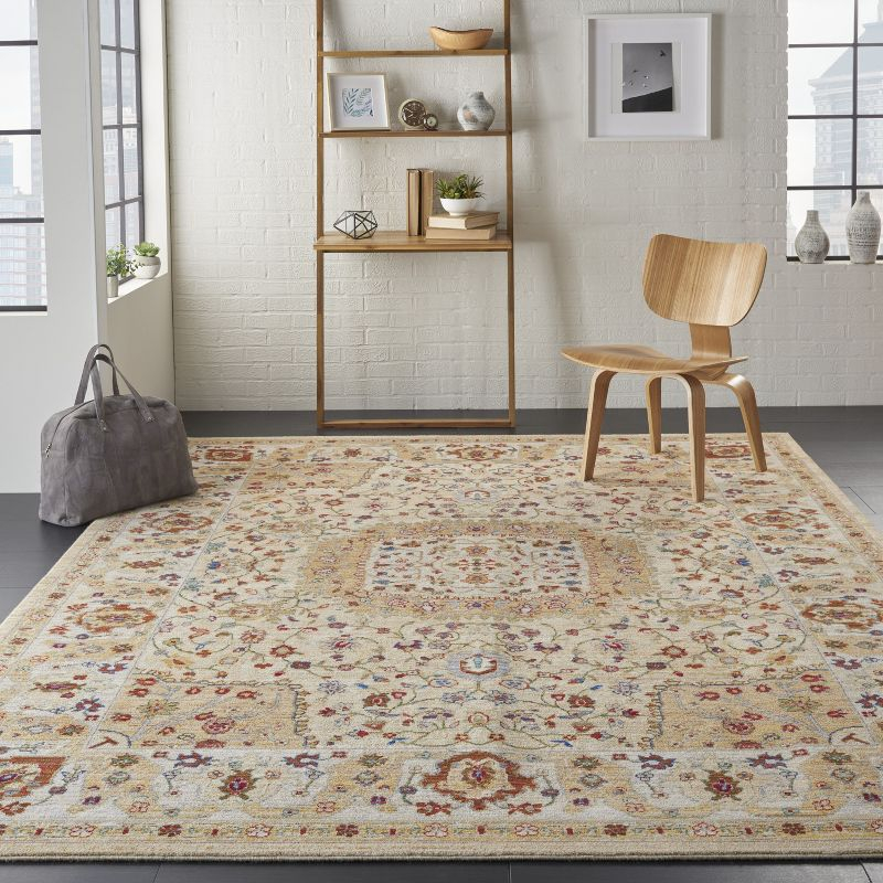 Nourison Majestic MST03 Beige/Red Indoor Area Rug - 7'9 x 9'9