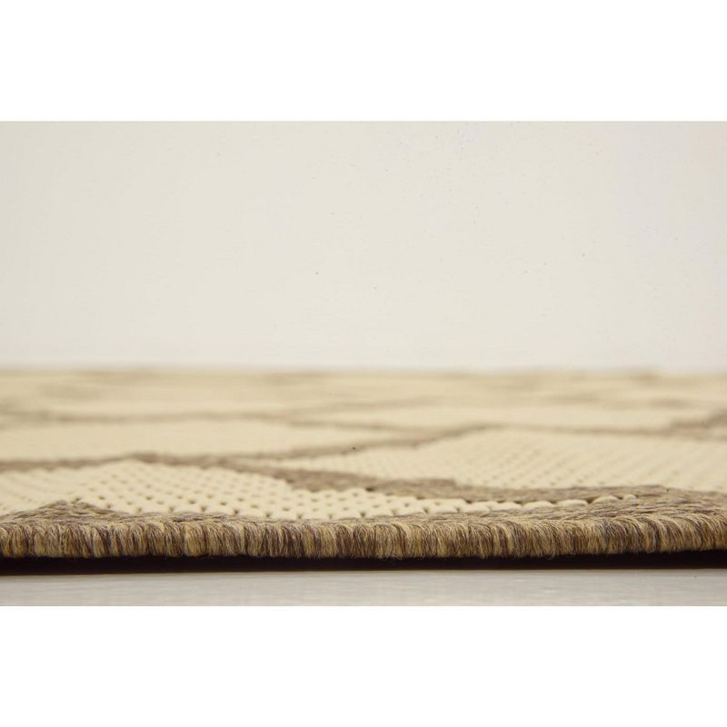 Unique Loom 6' 1 x 6' 1 Square Beige and Brown Outdoor Trellis Moroccan Area Rug