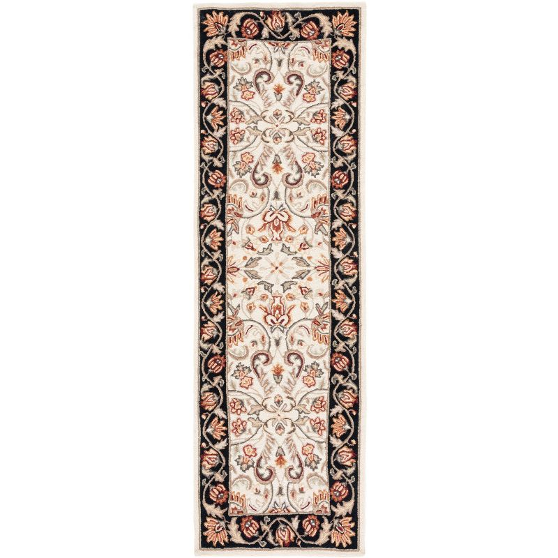 Easy Care EZC101 Hand Hooked Runner Rug - Ivory/Black - 2'6"x10' - Safavieh.