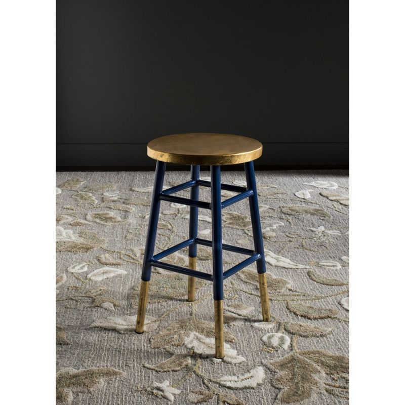 Emery Dipped Gold Leaf Counter Stool - FOX3231 - Navy/Gold - Safavieh Couture