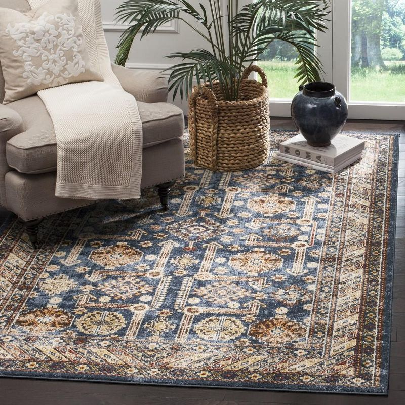 Bijar BIJ653 Power Loomed Indoor Area Rug - Royal/Ivory - 5'3"x7'6" - Safavieh